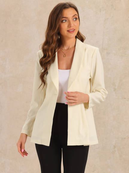 Allegra K - Shawl Collar Tie Waist Blazer