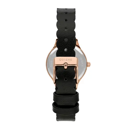 OUI & ME-Bichette 28 mm, montre à 3 aiguilles à cadran rose avec bracelet en maille dorée rose