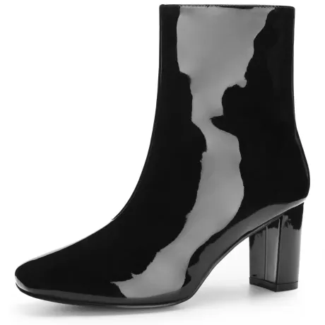 Allegra K- Chunky Heels Square Toe Zip-up Gogo Boots