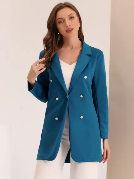 Allegra K- Notched Lapel Buttoned Blazer Jacket