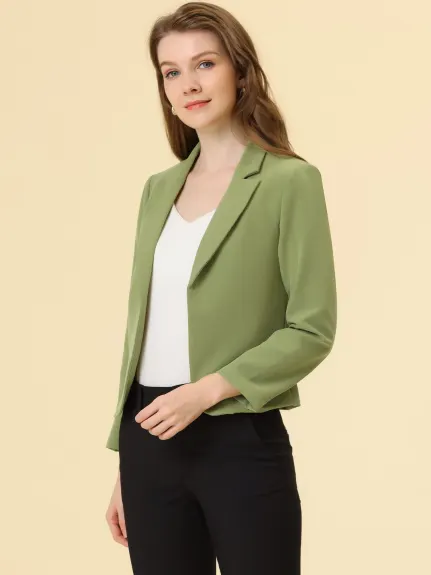 Allegra K- Veste blazer de costume court décontracté ouvert sur le devant