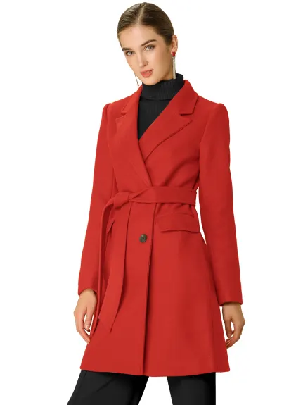 Allegra K- Trench-coat à poche et ceinture à double boutonnage