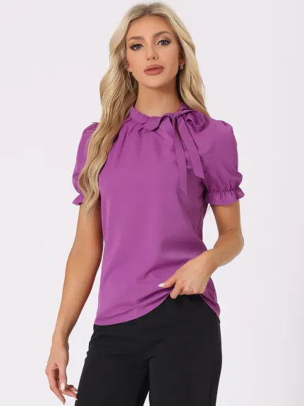 Allegra K - Bow Tie Neck Elegant Summer Top