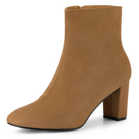 Allegra K - Side Zip Chunky Heel Ankle Boots