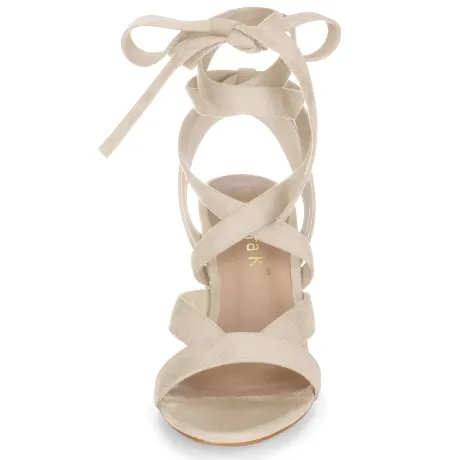 Allegra K- Crisscross Lace up Chunky Heel Sandals