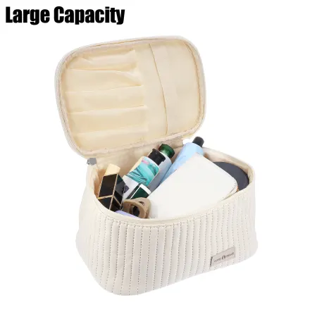 Unique Bargains- PU Leather Large Travel Makeup Bag Brush Toiletry Organizer