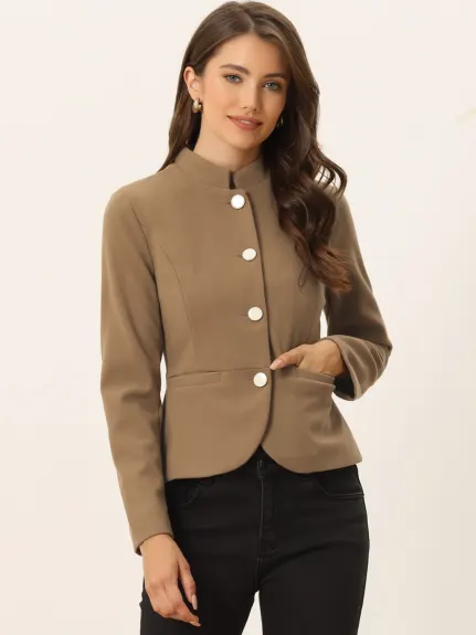 Allegra K- Manteau court en laine à basque