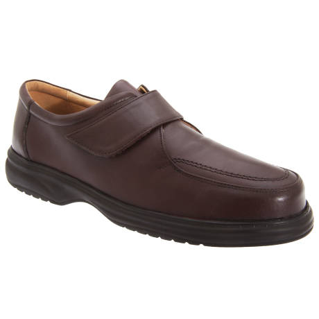 Roamers - Superlite - Chaussures de ville larges en cuir avec sangle à scratch - Homme