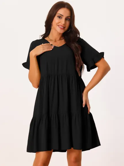 Allegra K - Summer Ruffle Casual Babydoll Dress