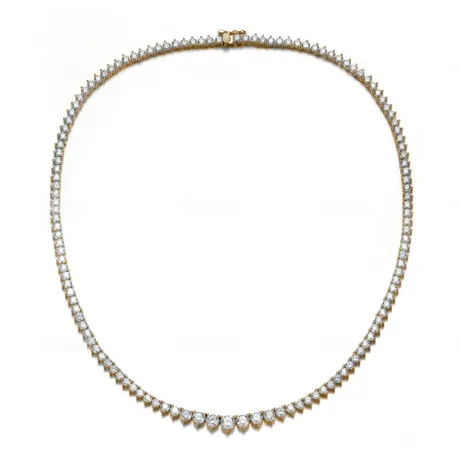 Rachel Glauber Graduated Tennis Chain Necklace with Clear Cubic Zirconia