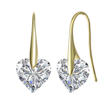 Genevive Sterling Silver with Colored Heart Shaped Cubic Zirconia Hook Earrings