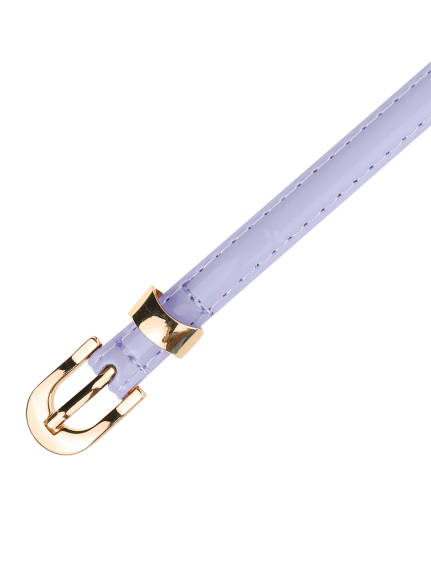 Allegra K- Skinny PU Leather Belt with Gold Metal Buckle