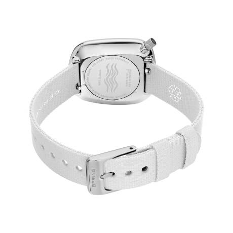 BERING - Montre Pebble pour femme en acier inoxydable de 30 mm en argent/blanc