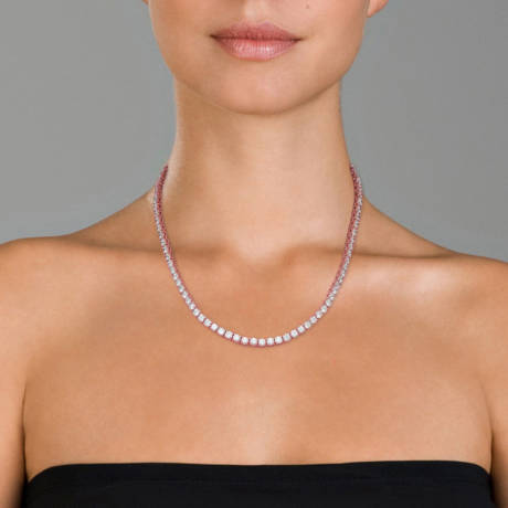 Rachel Glauber Collier tennis 4 mm avec zircone cubique transparente