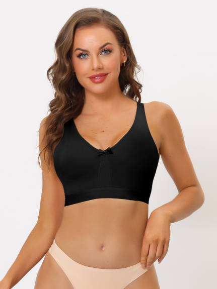 Allegra K- Wirefree Padded Adjustable Straps Push Up Bralette