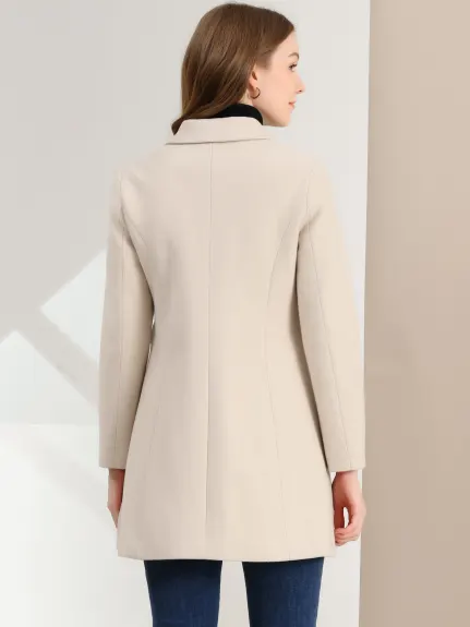 Allegra K - Manteau mi-long à simple boutonnage et col à revers