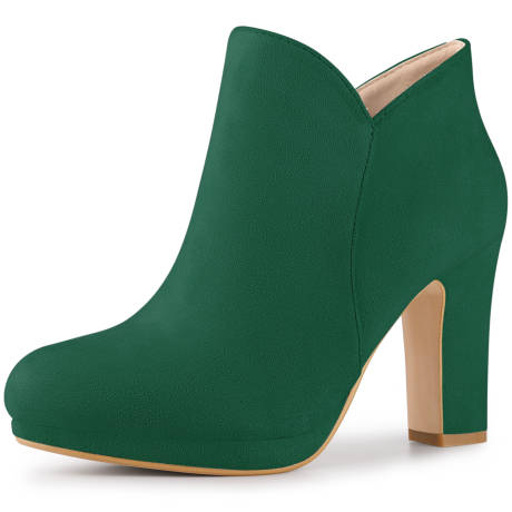 Allegra K- Platform Chunky Heels Solid Ankle Booties