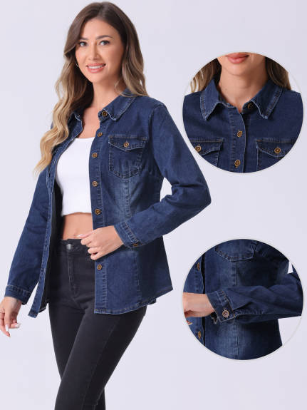 INSPIRE CHIC - Button Down Long Sleeve Jean Shirt