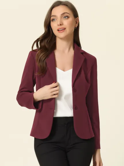 Allegra K- Lapel Collar Stretchy Jacket Suit Blazer