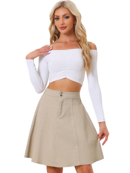 Allegra K- A-Line High Waist Denim Skirt