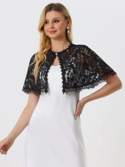 Allegra K- Lace Cape Cloak Wrap Shawl for Dress