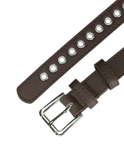 Allegra K - Ceinture à boucle ardillon en métal et cuir PU à œillets