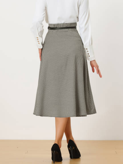 Allegra K - A-Line High Waist Swing Plaid Skirt