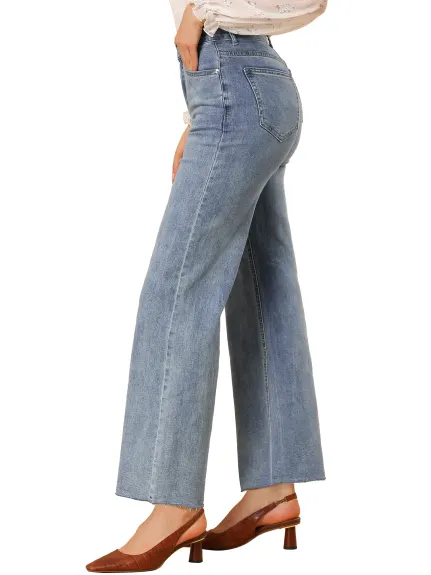 Allegra K - Pantalon en jean taille haute à jambe droite