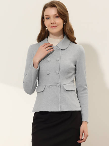 Allegra K- Peter Pan Collar Peacoat Double Breasted Short Coat