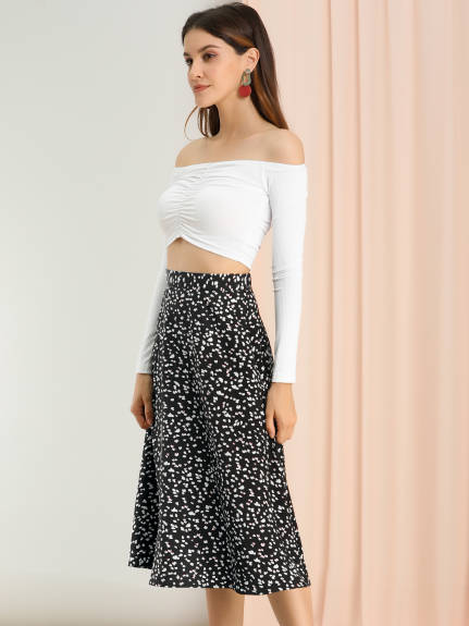 Allegra K- A-Line Floral Chiffon Midi Skirt