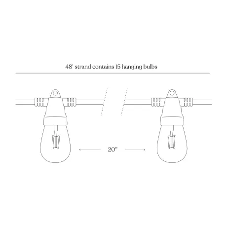 Ambience Pro Solar Led Non-hanging Bulb String Lights - S14 Bulb, 1w, 48 Ft, 3000k