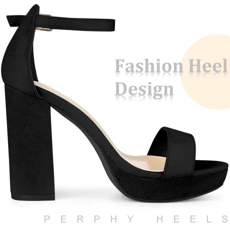 Allegra K- Platform Chunky High Heels Ankle Strap Sandals