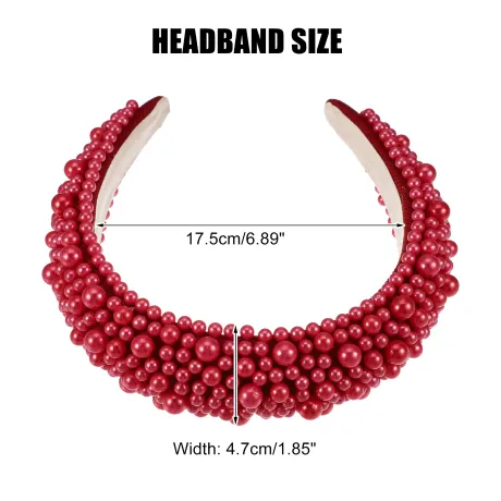 Unique Bargains - Faux Pearls Wide Padded Headband