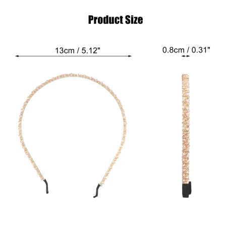 Unique Bargains- 2 Rows Rhinestone Hairband Headband