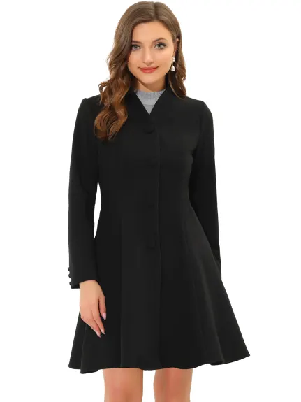 Allegra K- Single Breasted A-Line Swing Coat