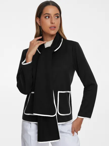 Allegra K- Manteau d'hiver à col écharpe avec boutons