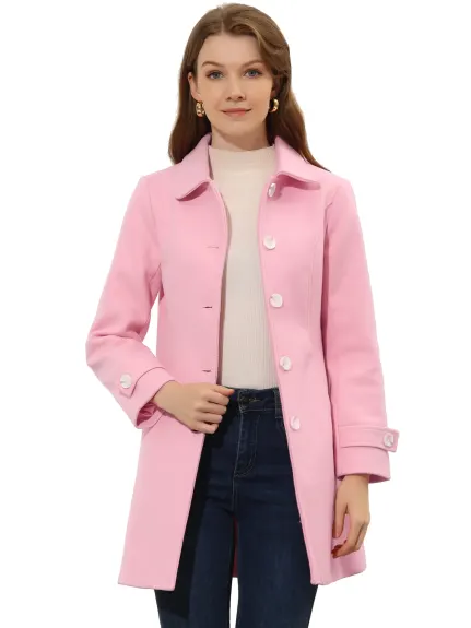 Allegra K- Peter Pan Collar Outwear Trench Caban