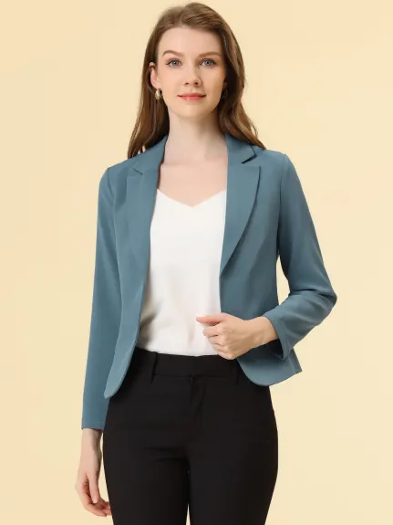 Allegra K- Open Front Casual Crop Suit Blazer Jacket