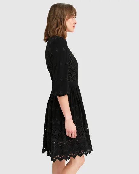 Belle & Bloom Sweet Talk Eyelet Mini Dress