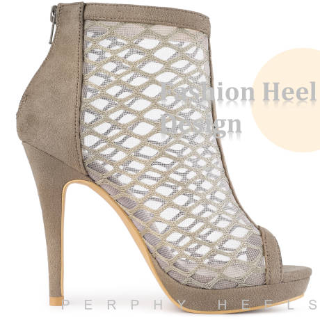 Allegra K- Peep Toe Mesh Stiletto Heel Sandals