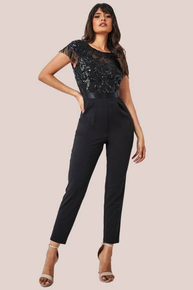 Goddiva - Tassel Sequin Jumpsuit