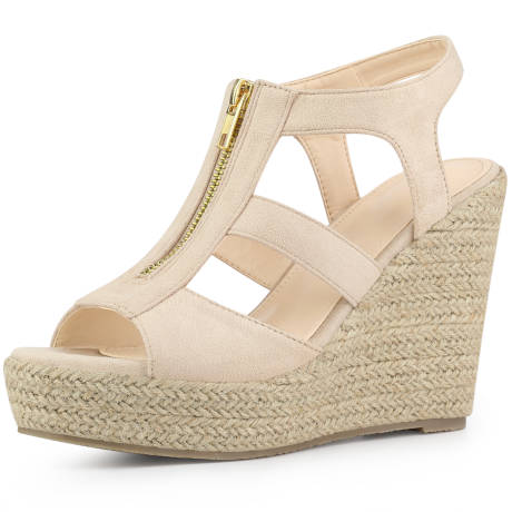 Allegra K- Zipper Platform Wedges Heels Sandals