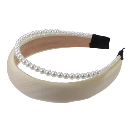 Unique Bargains - Double Layer Faux Pearl Sponge Headband