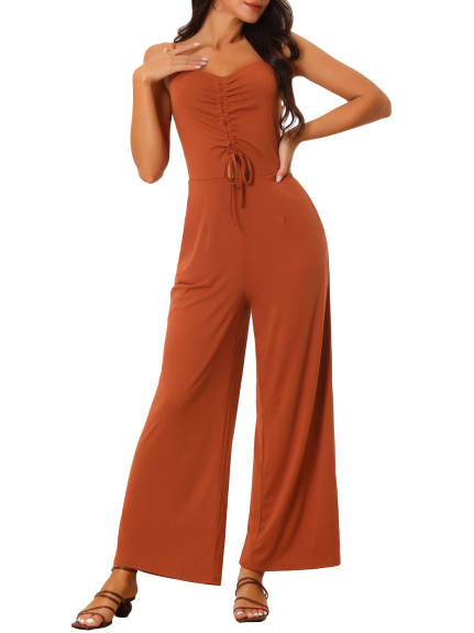 Allegra K - Drawstring Ruched Summer Casual Jumpsuit