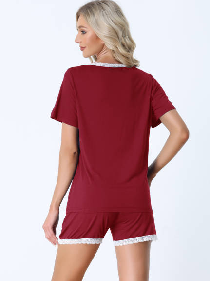 cheibear - Lounge Top and Shorts Summer Nightwear