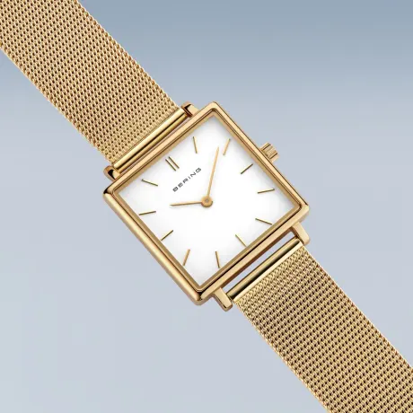 BERING - Montre classique pour femme en acier inoxydable de 26 mm en or jaune/or jaune