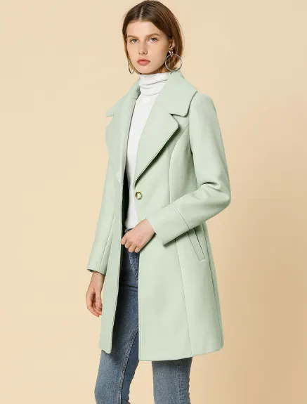 Allegra K - Manteau simple boutonnage à revers cranté