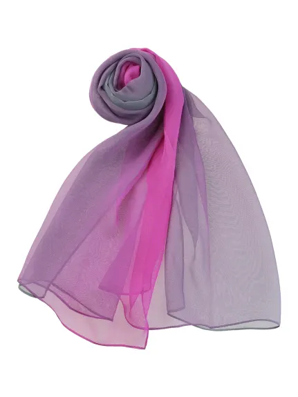 Allegra K- Écharpe longue en mousseline de soie pour femme avec dégradé de couleurs