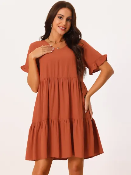 Allegra K - Summer Ruffle Casual Babydoll Dress