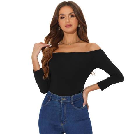 Allegra K - Slim Fit Off Shoulder Tops